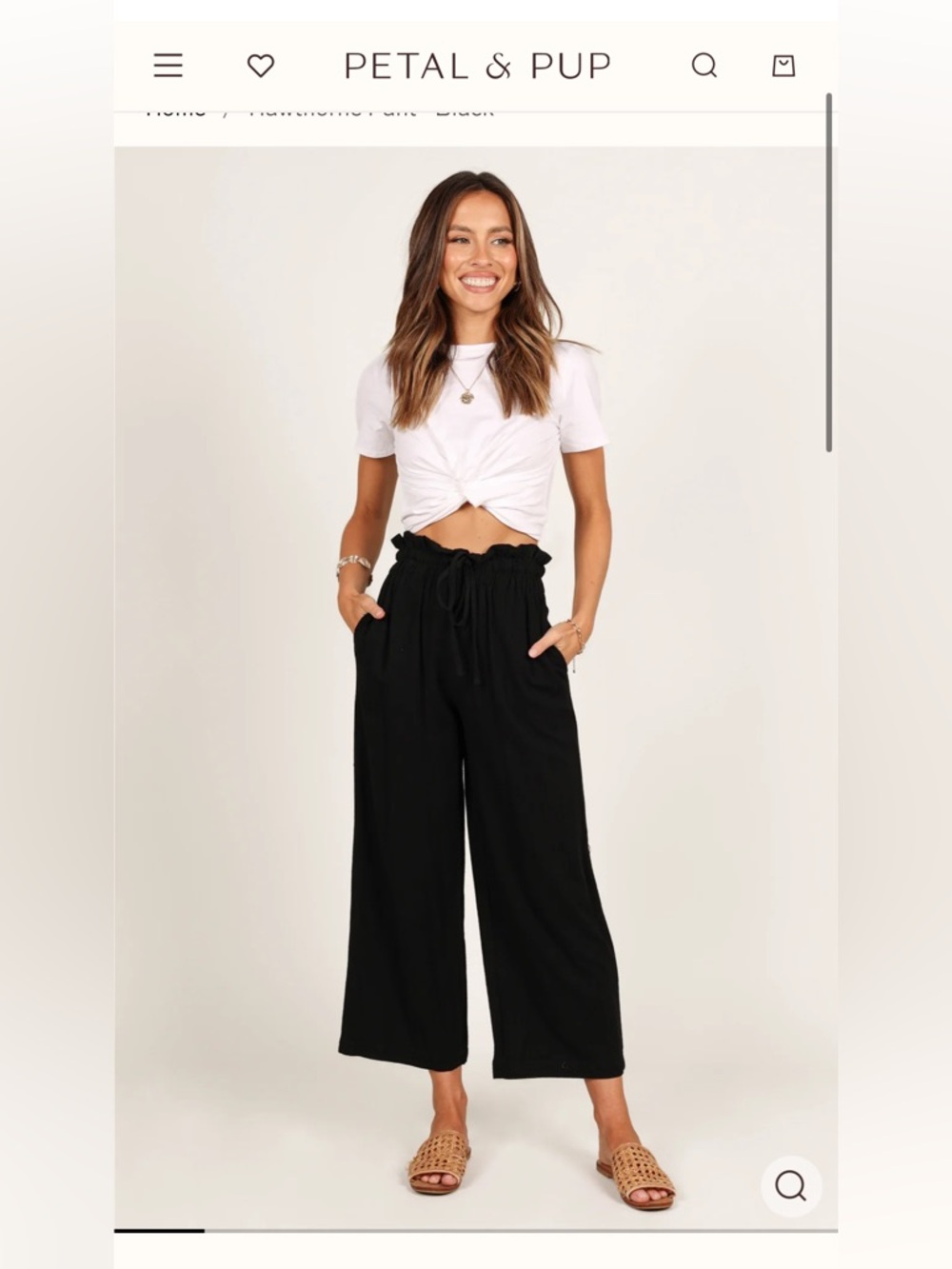 Petal & Pup Black Hawthorne Linen Blend Cropped Wide-Leg Pants